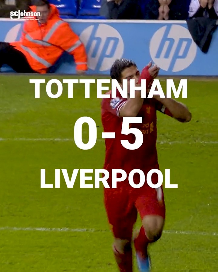 Four goal involvements from Luis Suárez when we faced Spurs in 2013 ✨ SC Johnson | #TOTLIV