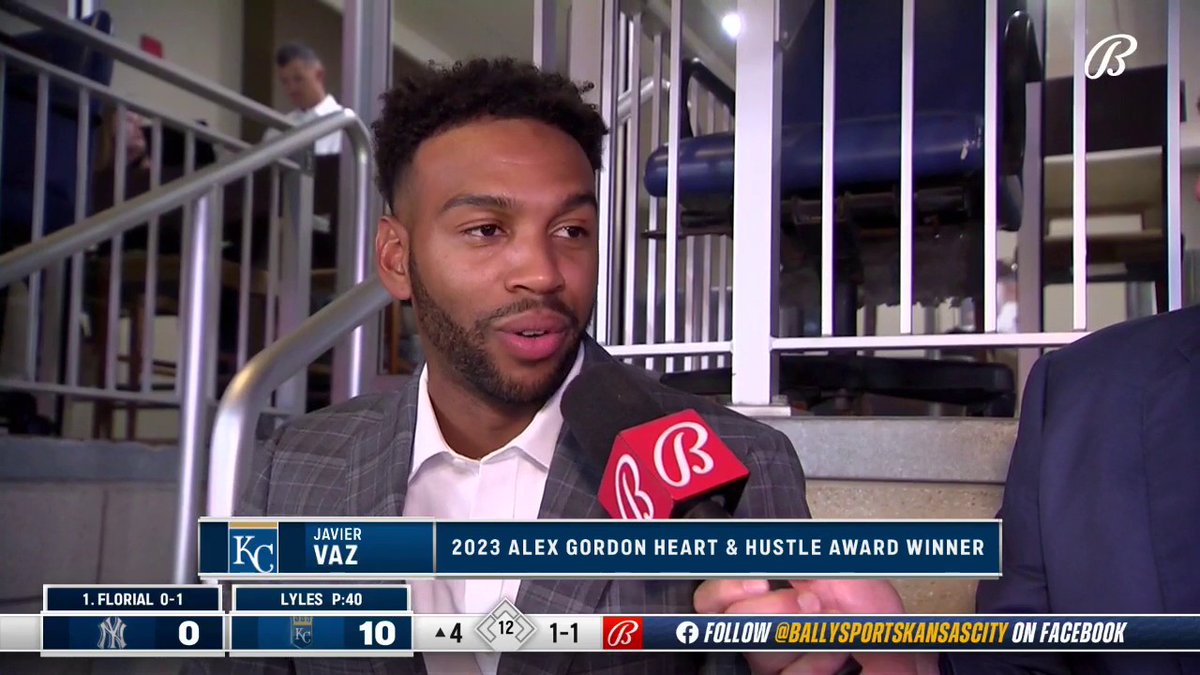 #Royals prospect Javier Vaz on being honored with the 2023 Alex Gordon Heart & Hustle Award: "I'm representing Alex Gordon and more so the type of person he is and the type of player he is. ... That's exactly the type player I want to be reminded of."