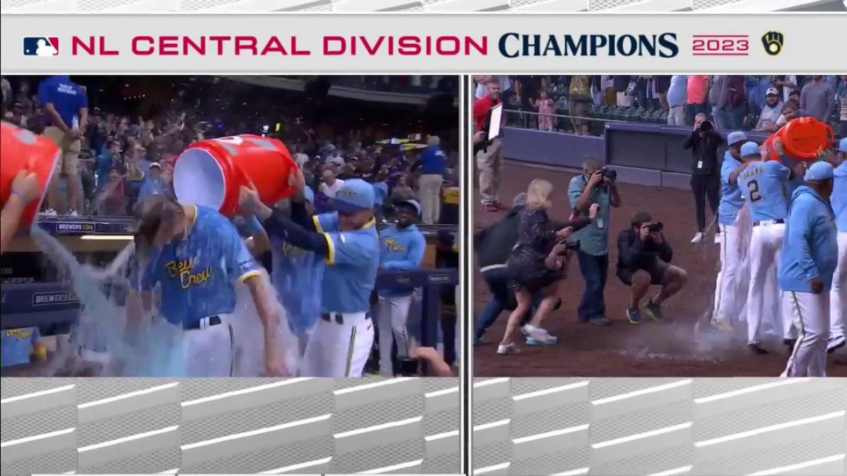 You knew the Gatorade bath was coming!!! MLB debut and a win for Caleb Boushley!! #ThisIsMyCrew | Sophia Minnaert