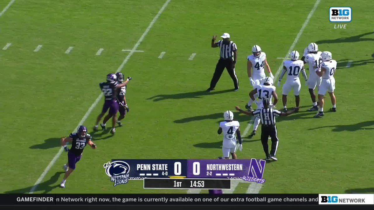 Penn State entered today with 0️⃣ turnovers on the season. Northwestern Football forced a fumble on the opening kickoff. Here it is. 👀 📺: Big Ten Network