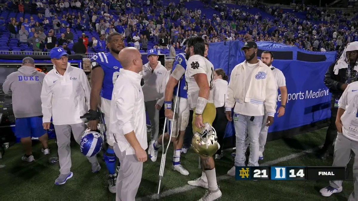 Sam Hartman stayed on the field to check on Riley Leonard after he got injured on the final drive. Class act 👏