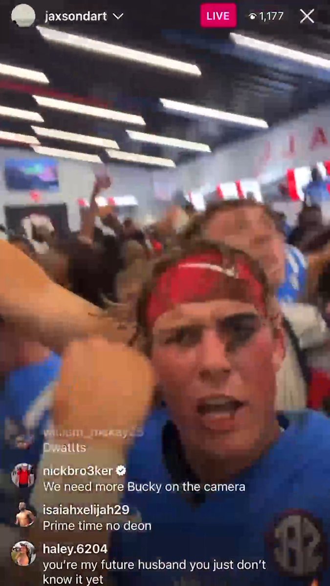 🗣 SKEE YEE The Ole Miss locker room after beating LSU 🔥 (via jaxsondart/IG)