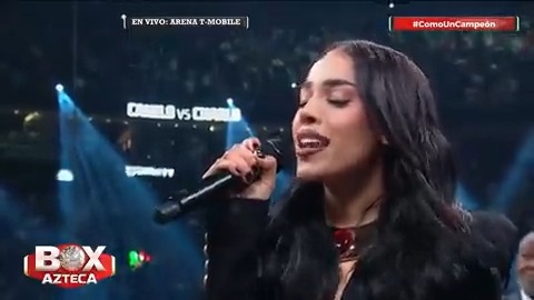 🔴EN VIVO: Danna Paola entona el Himno Nacional Mexicano previo al combate entre Saúl ‘Canelo’ Álvarez y Jermell Charlo en Las Vegas #BoxAzteca 🥊 #ComoUnCampeón 🥊