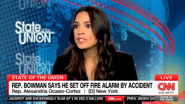 Alexandria Ocasio-Cortez defends fellow Democrat Rep. Jamaal Bowman pulling the fire alarm to delay a House vote, saying people shouldn't judge "before there has even been conversations that are finished to even see if there was a misunderstanding here"