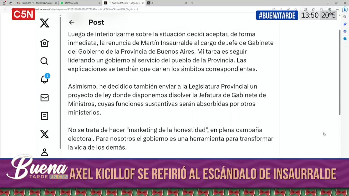 ⚠️ Axel Kicillof se refirió al escándalo de Martín Insaurralde #BuenaTarde