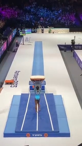 SIMONE HAS DONE IT‼️ Simone Biles is the first female gymnast to perform the Yurchenko double pike on vault internationally and the skill is now officially called the "Biles II". #Antwerp2023