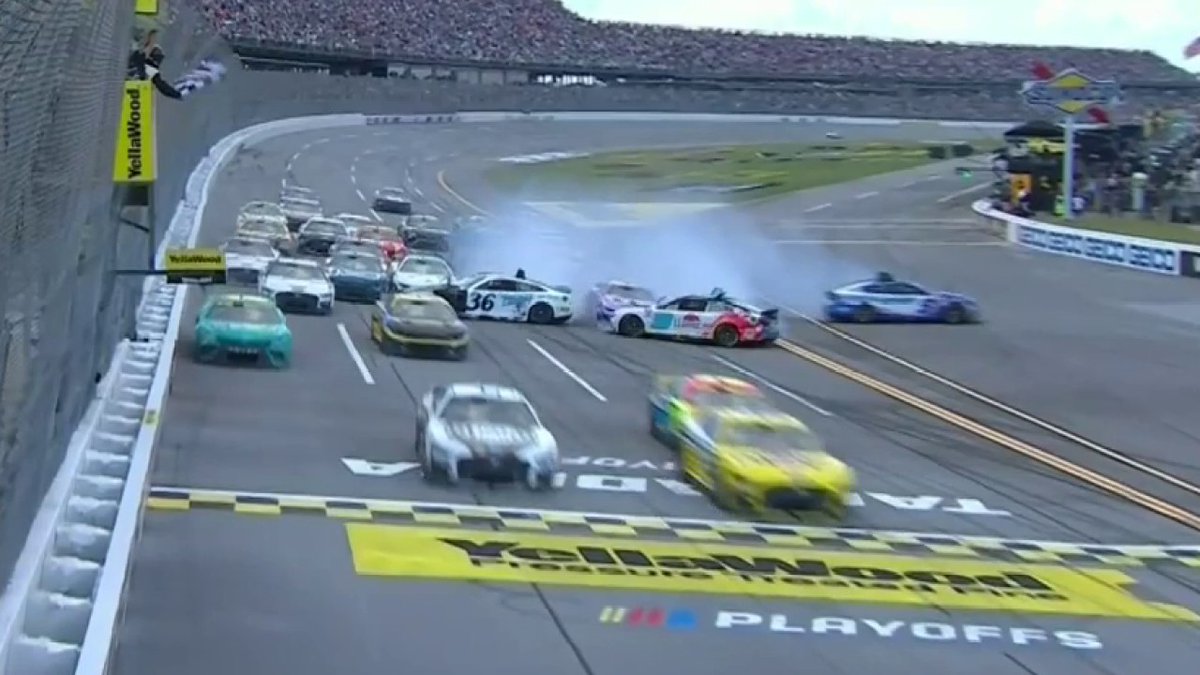 RYAN BLANEY BY INCHES. WHAT A FINISH. TALLADEGA, EVERYONE.