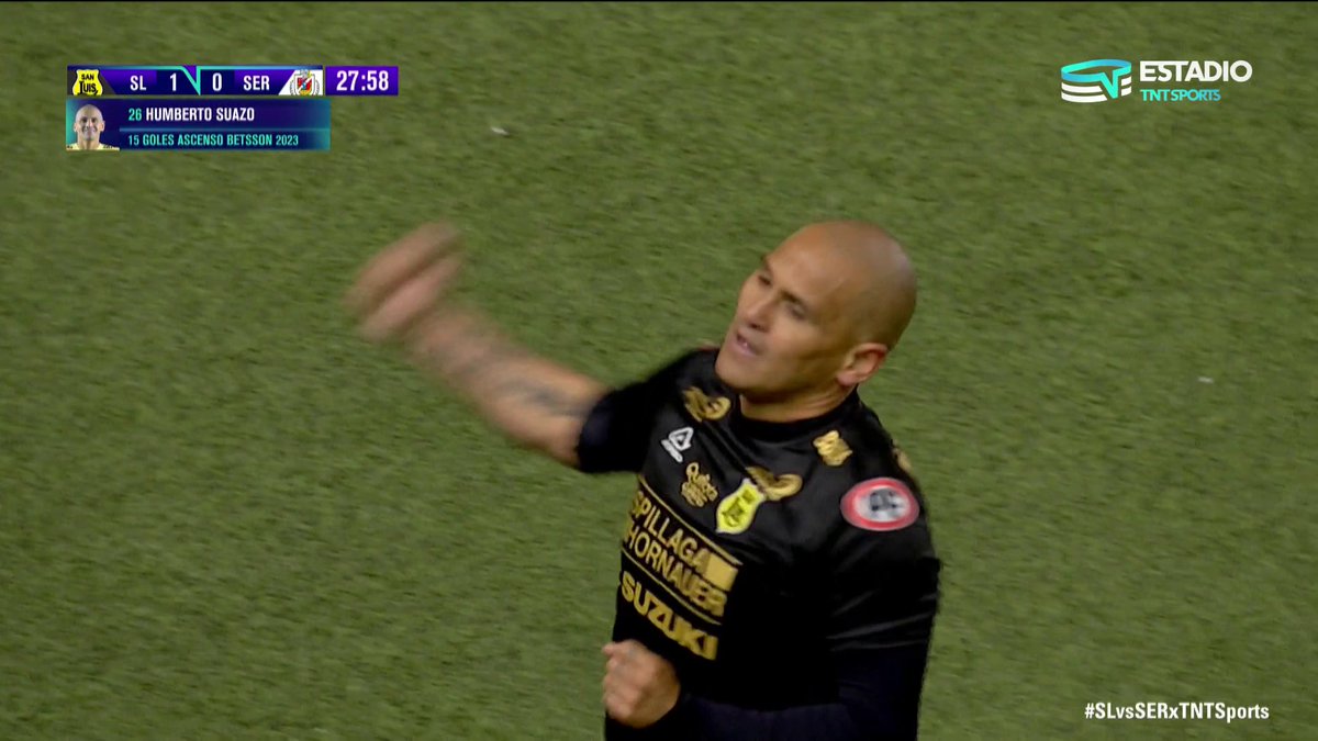 ⚽️🟡⚫👉 1-0, 28', H. Suazo ¡Gol de San Luis! Humberto Suazo convirtió el 1-0 parcial para los “Canarios” con un gol de otro planeta en el #SLvsSERxTNTSports Disfruta de lo mejor de nuestro fútbol en Estadio TNT Sports 📲 💻 . Revisa más en nuestro link en la bio 📍