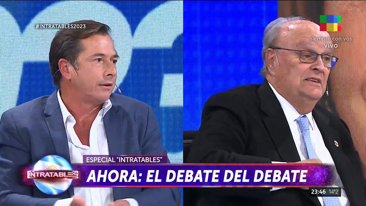 📢 AHORA: el debate del debate en #Intratables Javier Milei y Sergio Massa no se saludaron. Cc Nicolás Magaldi ⚡️ @intratables