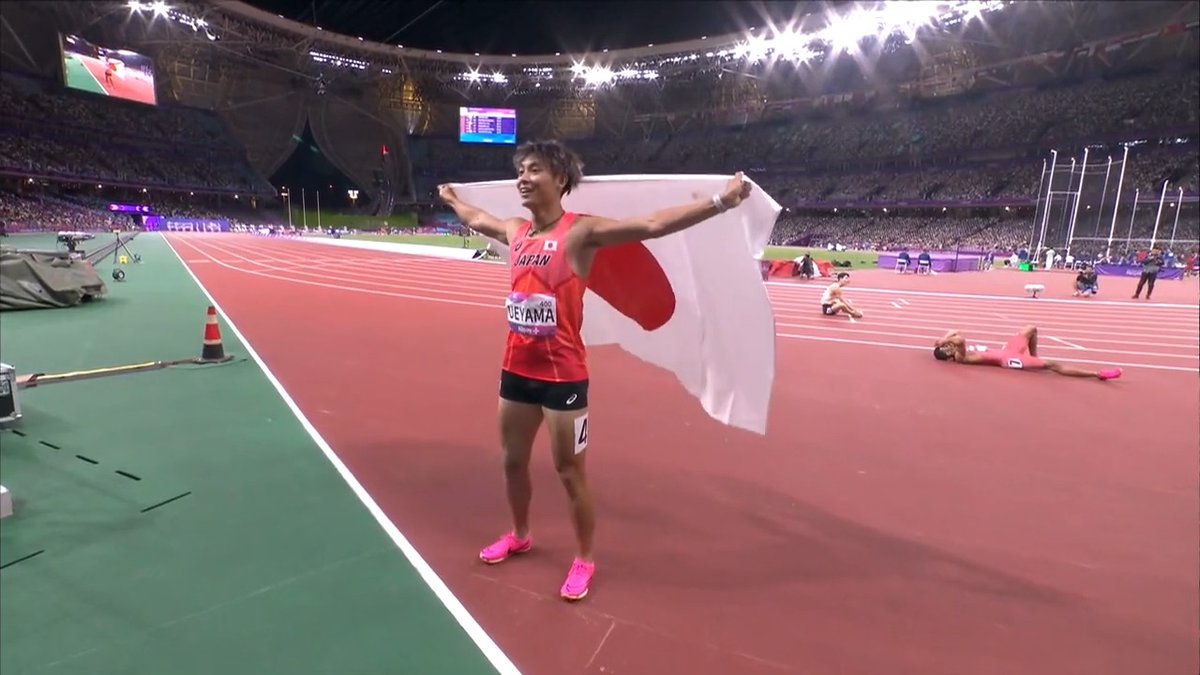【#アジア大会 Highlight 】 ✅陸上 男子200m 決勝 🇯🇵#上山紘輝 金メダル🥇✨20秒60 アジア王者に👑! 日本勢🇯🇵2大会連続金メダル!! 🇯🇵初代表 #宇野勝翔 は8位 21秒07 📺TBS系列 生中継 📱ライブ配信はUーNEXT!!