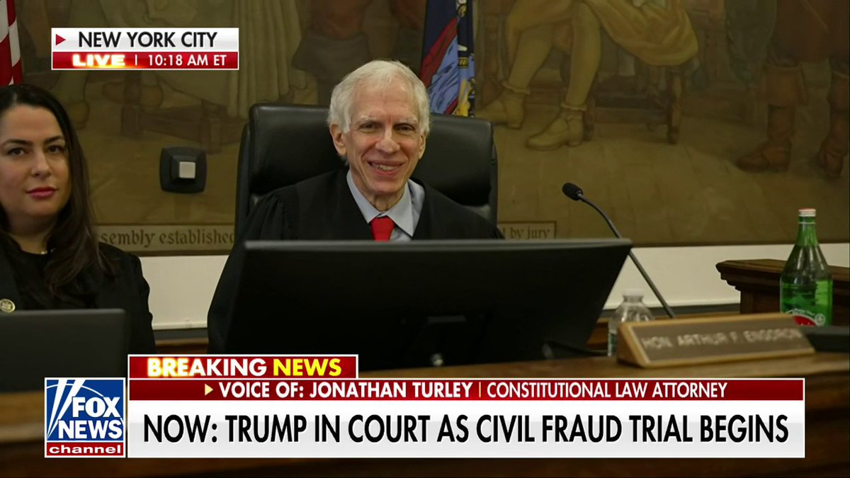 'FULFILLS THE NARRATIVE': Judge in Trump civil fraud trial seen smiling as former president's case gets underway. Follow live updates and developing details.