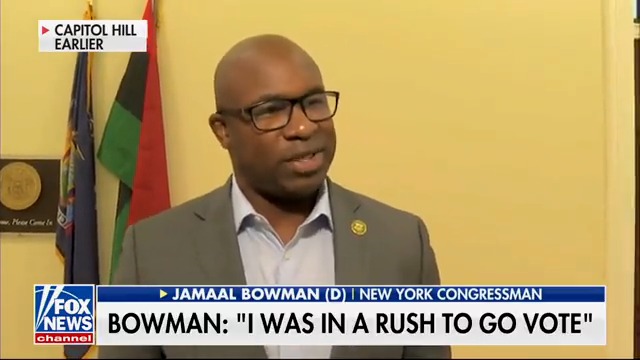 Democrat Rep. Jamaal Bowman says he still stands by his statement that he pulled the fire alarm in the Capitol complex by accident: "I don't know why this has gotten so much attention. I was literally just in a rush to go vote, man! That's all it was!"