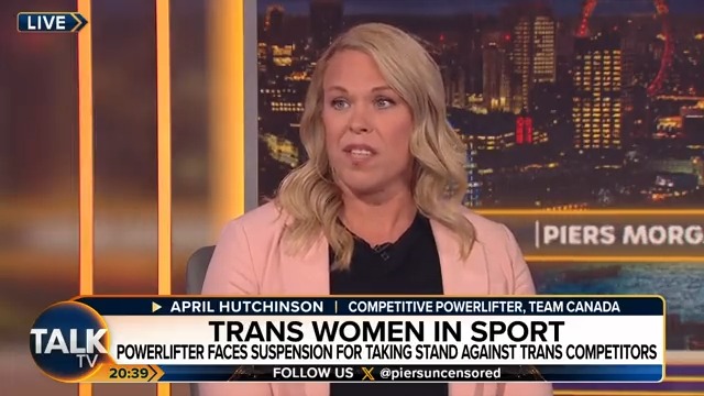 "I am the one being punished for speaking truth." Powerlifter April Hutchinson says she's being threatened with suspension for calling trans athlete Anne Andres a biological male. April Hutchinson | Piers Morgan | Talk | #PMU