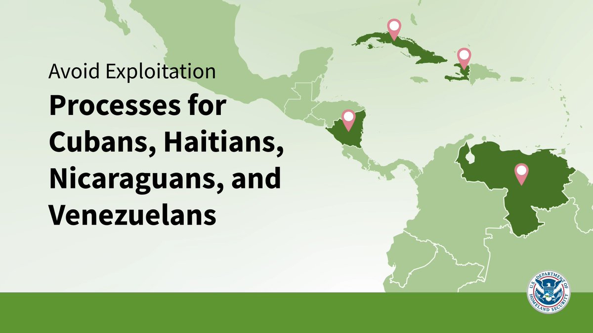 Don’t be exploited by smugglers who lie. Learn about the safe and lawful pathways that DHS has created for Cubans, Haitians, Nicaraguans, and Venezuelans:
