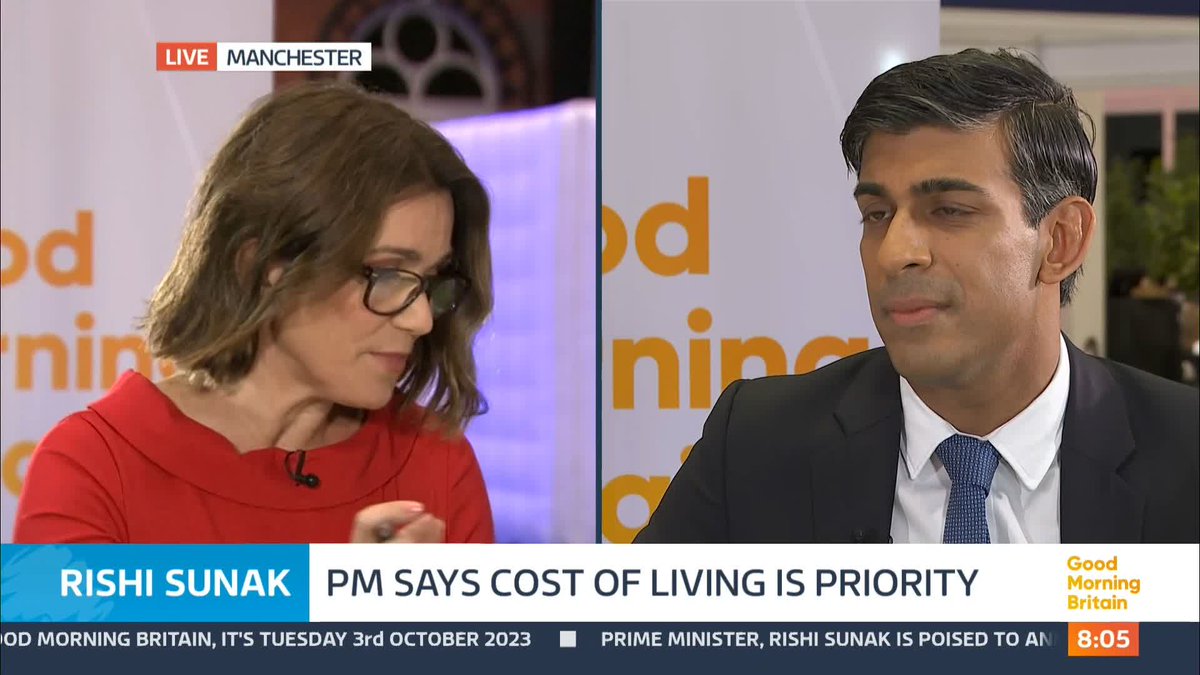 'Do you want an 80-year-old retired man to go to a food bank? Or do you want him to think he can no longer afford his dog?' Susanna Reid Rishi Sunak says the best way for him to help struggling pensioners is 'to stick to his plan to bring inflation down.' #GMB
