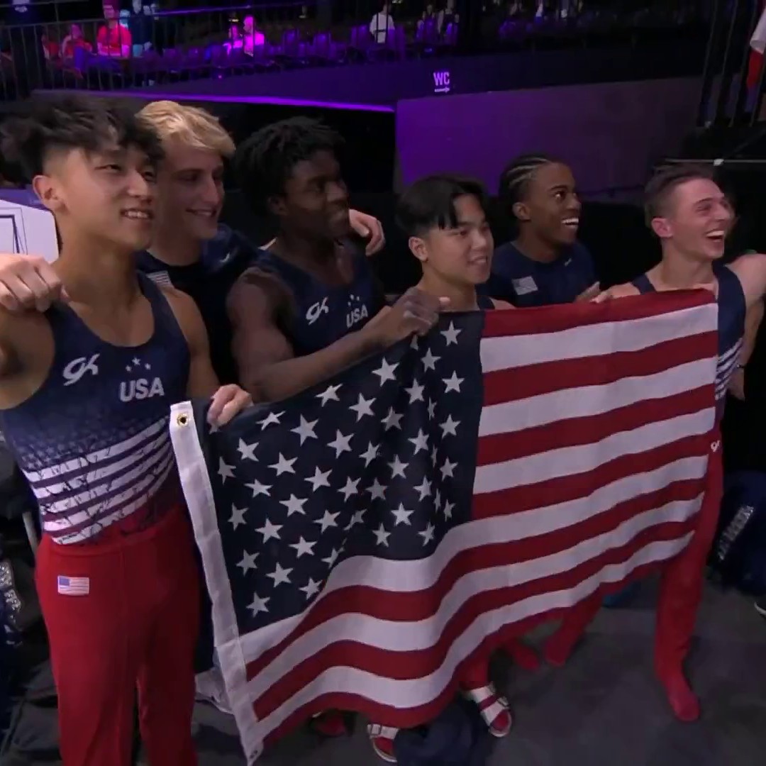 TO THE PODIUM 🥉 USA Gymnastics secures a men’s team medal for the first time since 2014! #Antwerp2023 | #RoadToParis