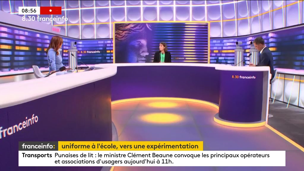 🔴 Uniforme à l’école ➡️ “C’est un recyclage. Pourquoi on nous dit ça ? Pour occulter des questions centrales dont on ne veut pas débattre, à savoir qu’il manque au moins un enseignant dans la moitié des établissements”, juge Sophie Binet. #8h30franceinfo