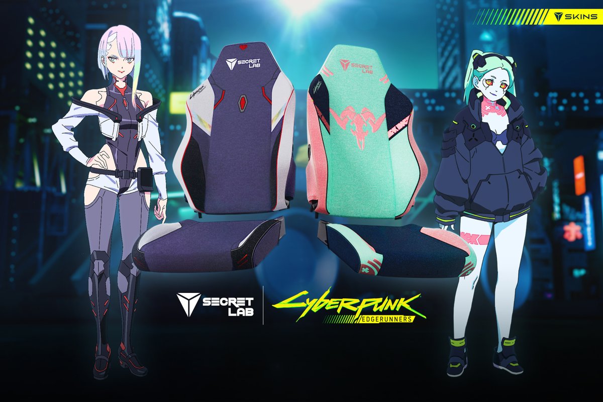 Gear up, choom! Augment your Secretlab TITAN Evo chair with the Secretlab SKINS Cyberpunk: Edgerunners Collection! These premium chair sleeves are a perfect fit for TITAN Evo, and will keep your chair looking fresh for years. So... Lucy or Rebecca? 👉