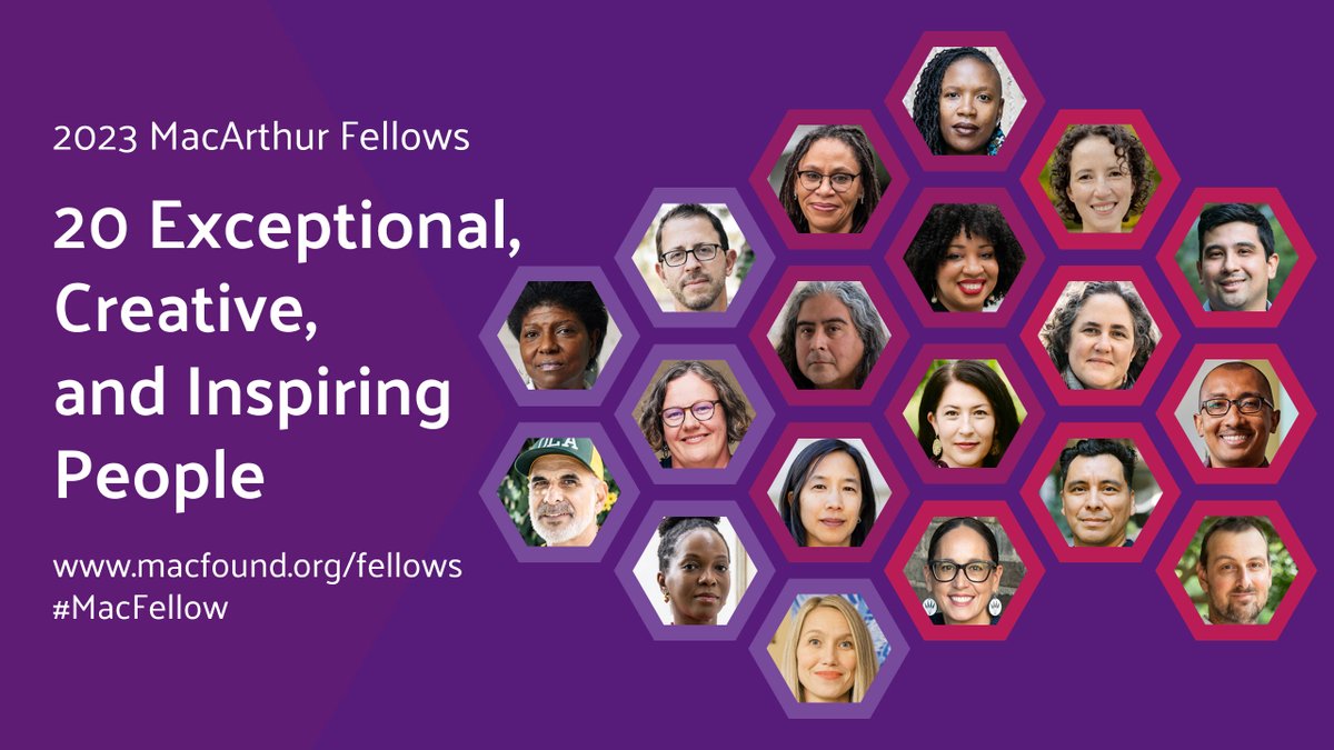 Meet the 2023 MacArthur Fellows: 20 inspiring individuals using creativity, curiosity, and care to build a more just and sustainable future. #MacFellow