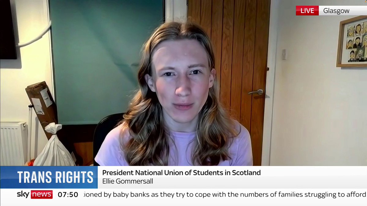 'Trans people have had legal protection to change sex for 20 years and protections in the equality act for 13 years, but in the last three years trans rights have been up for debate again', says NUS Scotland president Ellie Gommersall. 📺 Sky 501