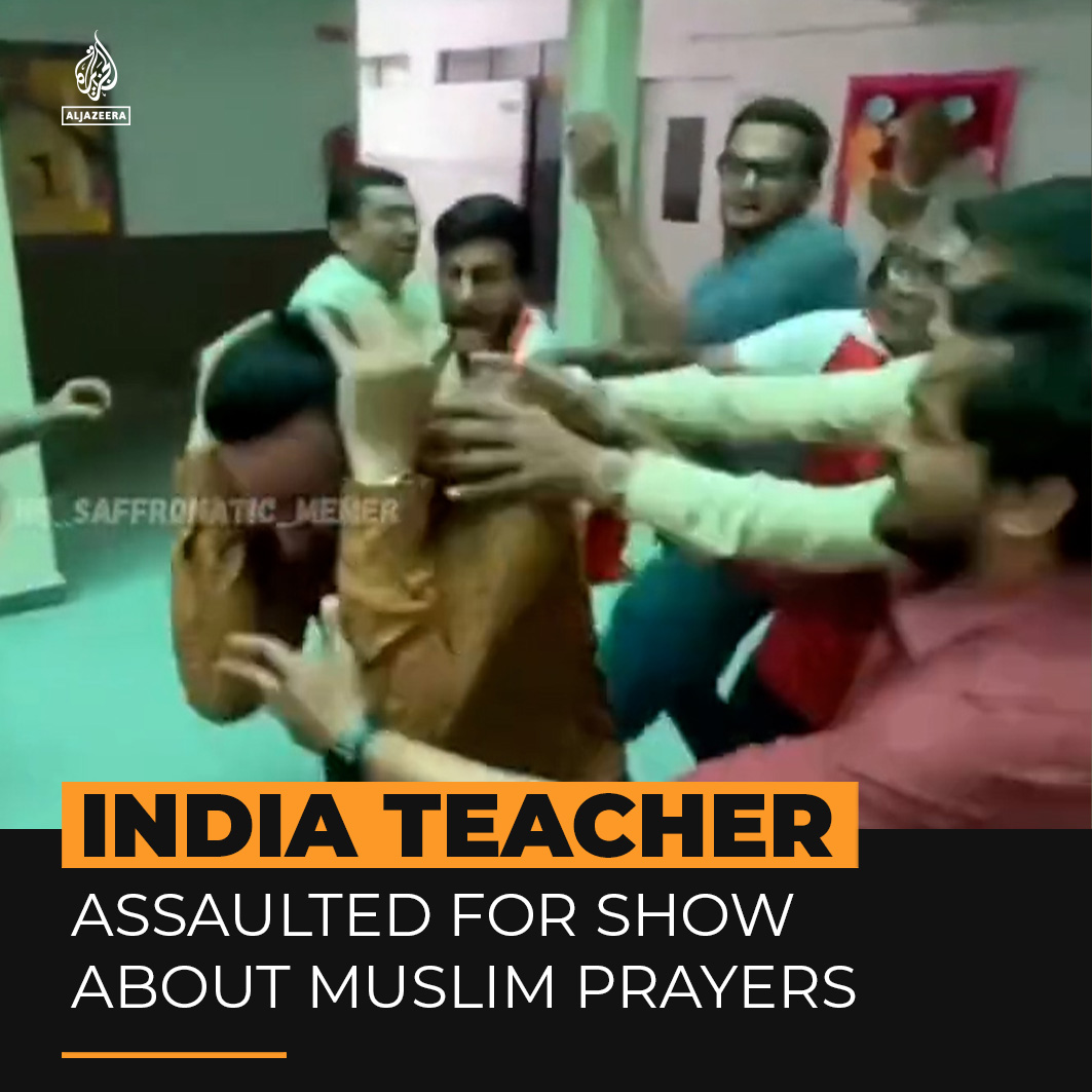 An Indian teacher was attacked by Hindu activists for arranging a student performance on religious tolerance that depicted Muslim prayers at a Hindu-majority school ⤵️