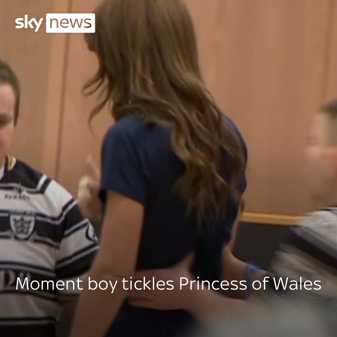 Watch the moment a cheeky boy tickles the Princess of Wales during her visit to a sports centre for a rugby inclusivity day. She was in Hull today to join some of England’s World Cup-winning wheelchair rugby league squad. Read more: