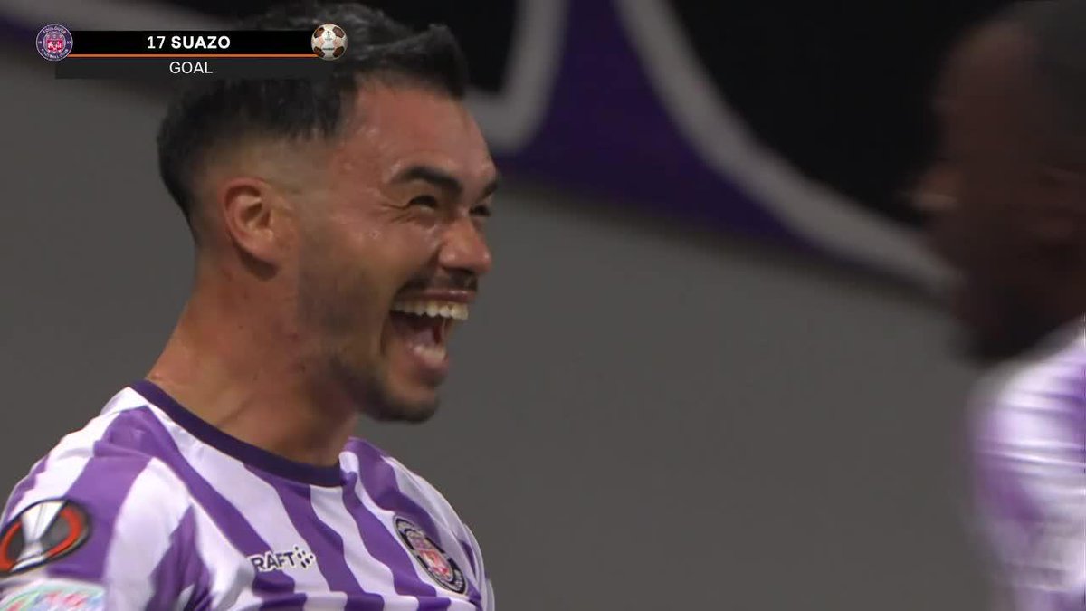 Primer gol del chileno Gabriel Suazo 🇨🇱 en la Europa League. Es el segundo que convierte desde su llegada a Toulouse 🇫🇷 (el anterior fue por Copa de Francia). Así firmó el 1-0 vs. LASK.