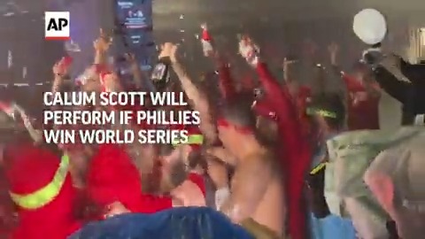 British singer Calum Scott says he'll visit Philadelphia and perform his pop hit “Dancing On My Own” if the Phillies win the World Series. The song has become their postseason anthem for the second straight year.