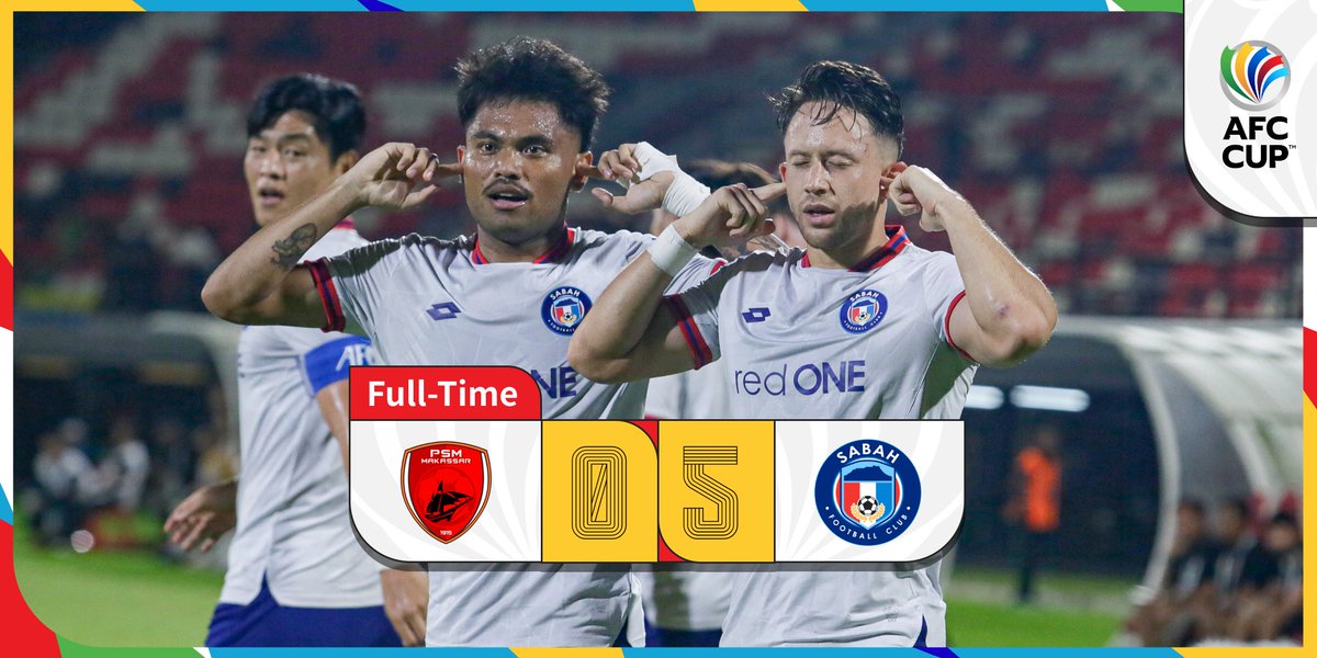 🎥 HIGHLIGHTS | 🇮🇩 PSM Makassar 0️⃣-5️⃣ Sabah FC 🇲🇾 A dominant display from Sabah catapult them to Group H’s summit with two wins out of two games! Match Report 🔗 #AFCCup | #PSMvSAB