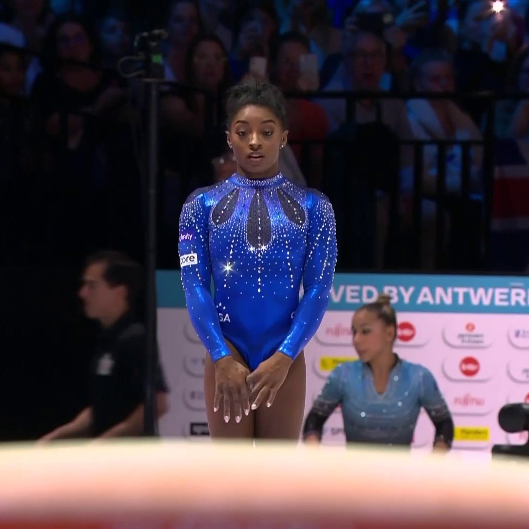 Just going to leave this Simone Biles vault here. Enjoy. #Antwerp2023 | 📺 Peacock