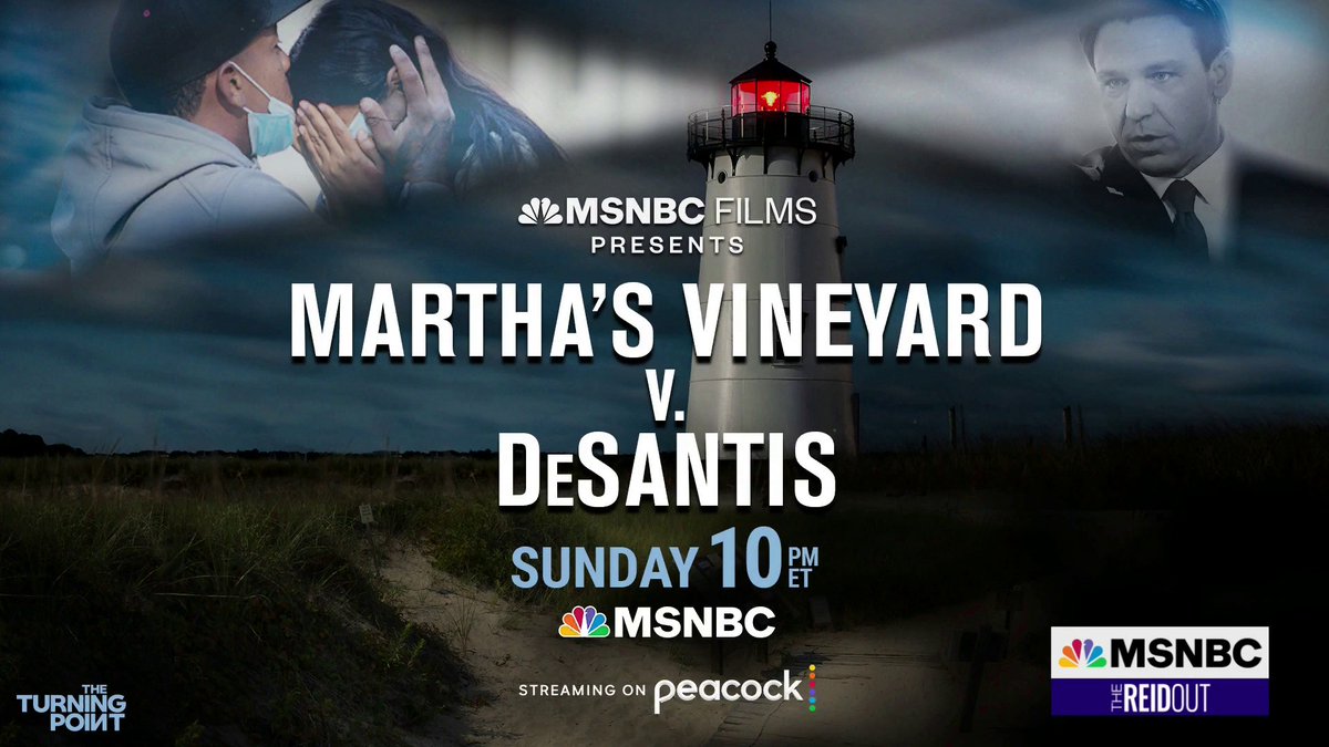 This Sunday, MSNBC Films presents "Martha's Vineyard v. DeSantis," the latest "The Turning Point" documentary from executive producer Trevor Noah. It tells the story of the migrants DeSantis paid to be flown to the New England island. Watch Sunday at 10pE on MSNBC and Peacock.