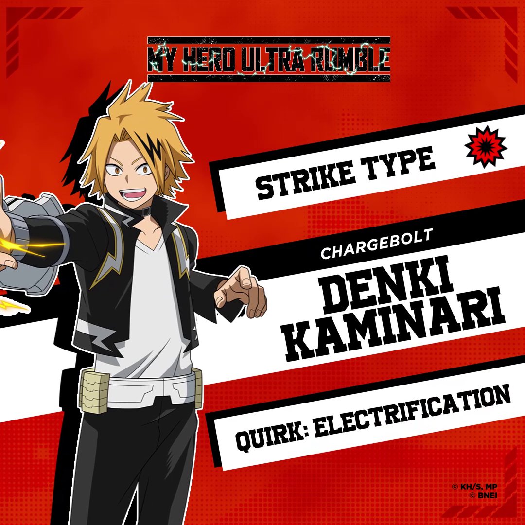 Shockingly, Denki Kaminari's Quirk "Electrification" makes him a very⚡️zappy⚡️boy. Thumbs up👍👍to Stun Gun Hero: Chargebolt! #MHUR