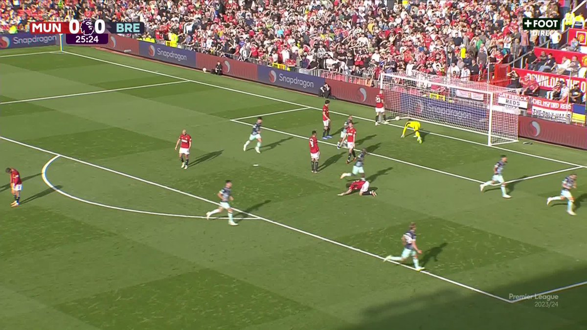 Aïe, aïe, aïe, la faute de main d'Onana permet à Brentford d'ouvir le score à Old Trafford 🫣 #MUNBRE | #PremierLeague