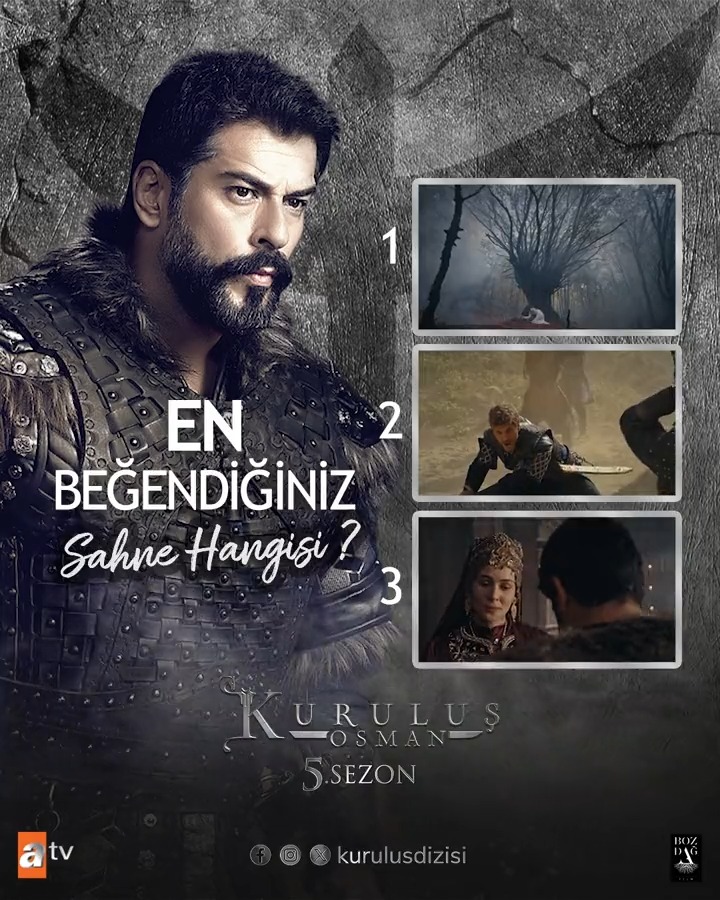 131. Bölümde en beğendiğiniz sahne hangisidir #KuruluşAilesi ? Yorumlarınızı bekliyoruz. Which is your favourite scene from Episode 131? Comment here. #KuruluşOsman nefes kesen yeni bölümü ile Çarşamba 20.00’de #atv’de! Bozdağ Film atv
