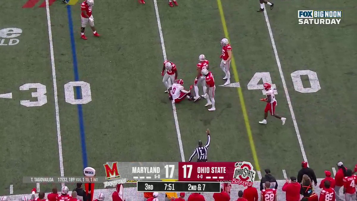 🗣️ "YOU GOT BBQ BACK THERE AND DIDN'T INVITE ME? HURT. MY. FEELINGS... NUMBER TWO." Gus Johnson had to bring back his legendary call for this big hit by Ohio State Football's Denzel Burke 🤣