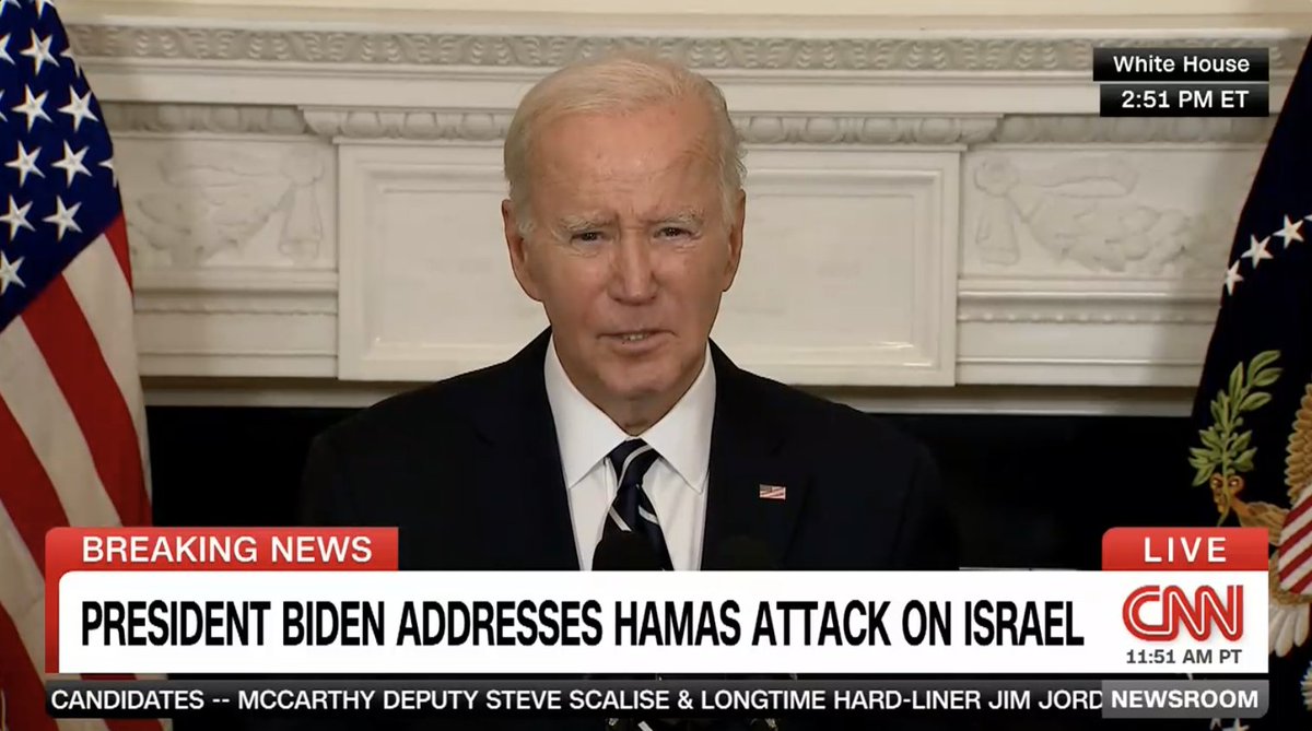 President Joe Biden addressed the situation in Israel Saturday, saying, "The United States stands with Israel."