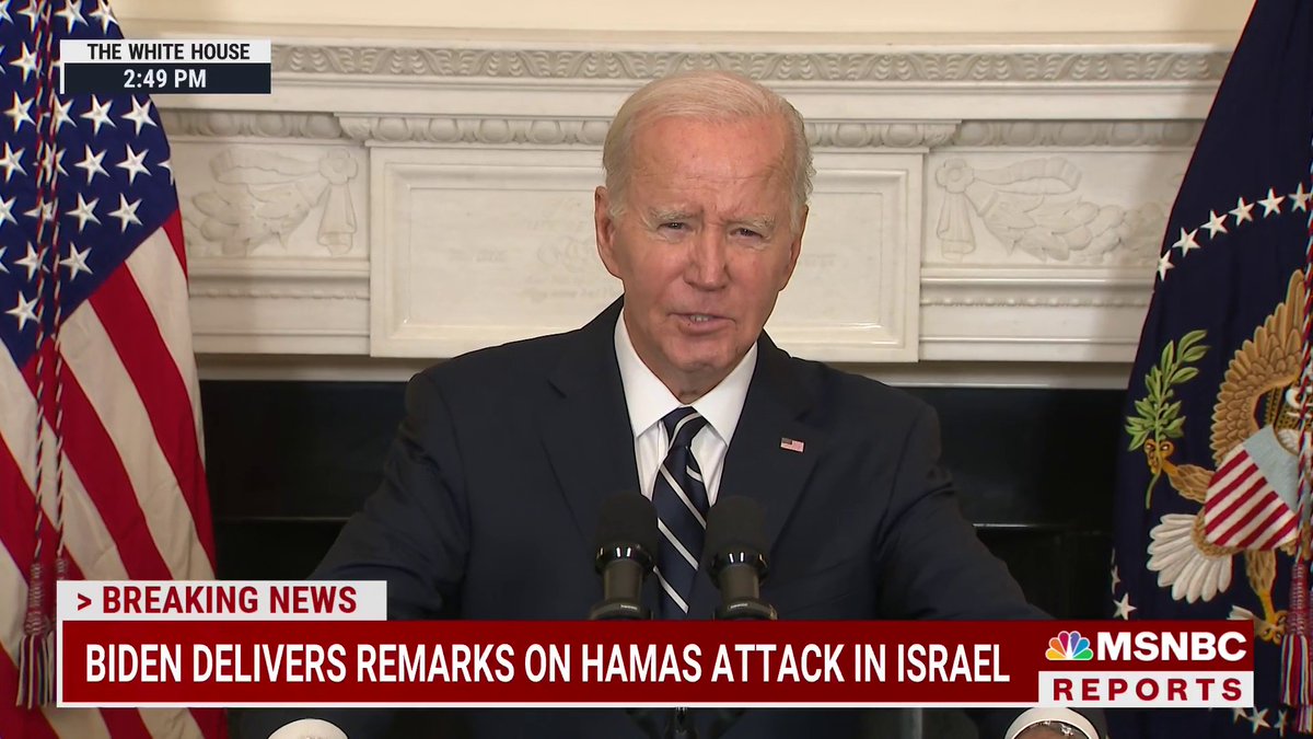 🇺🇸🇮🇱🇵🇸 | AHORA - GUERRA ISRAEL-GAZA: Biden: "Hoy, Israel está bajo ataque, orquestado por una organización terrorista, Hamás. En este momento de tragedia, quiero decirles a ellos, al mundo y a los terroristas de todo el mundo: EEUU apoya a Israel".