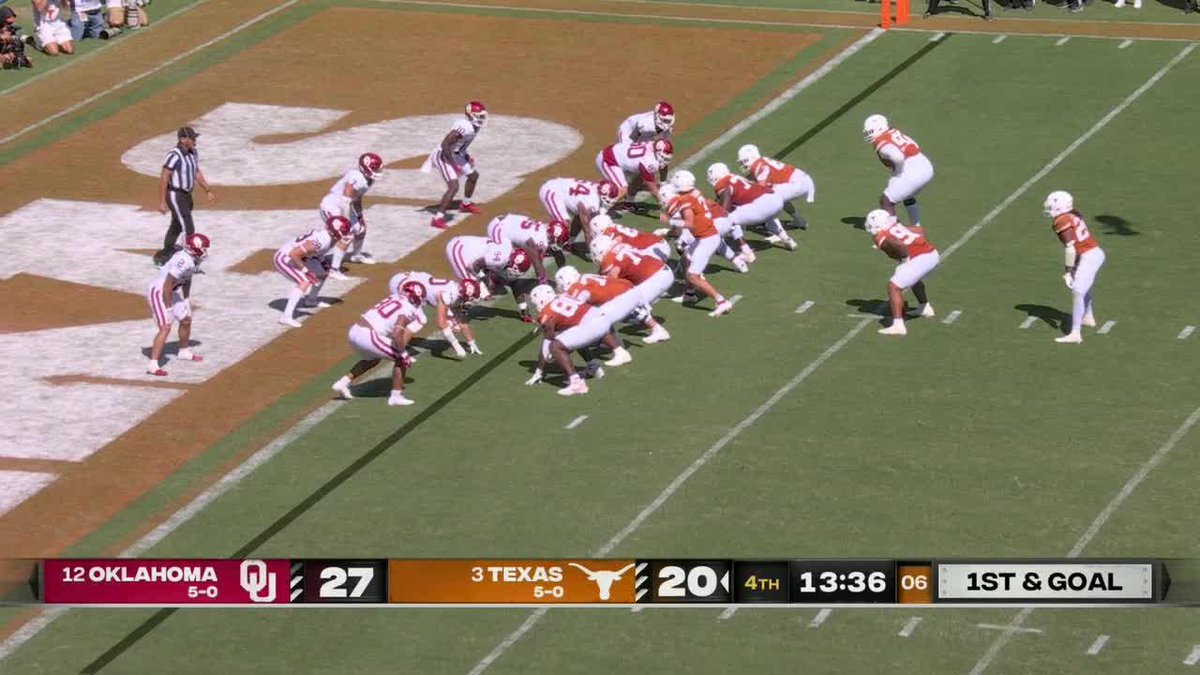 OKLAHOMA STOPS TEXAS FOUR TIMES ON THE GOAL LINE 😱