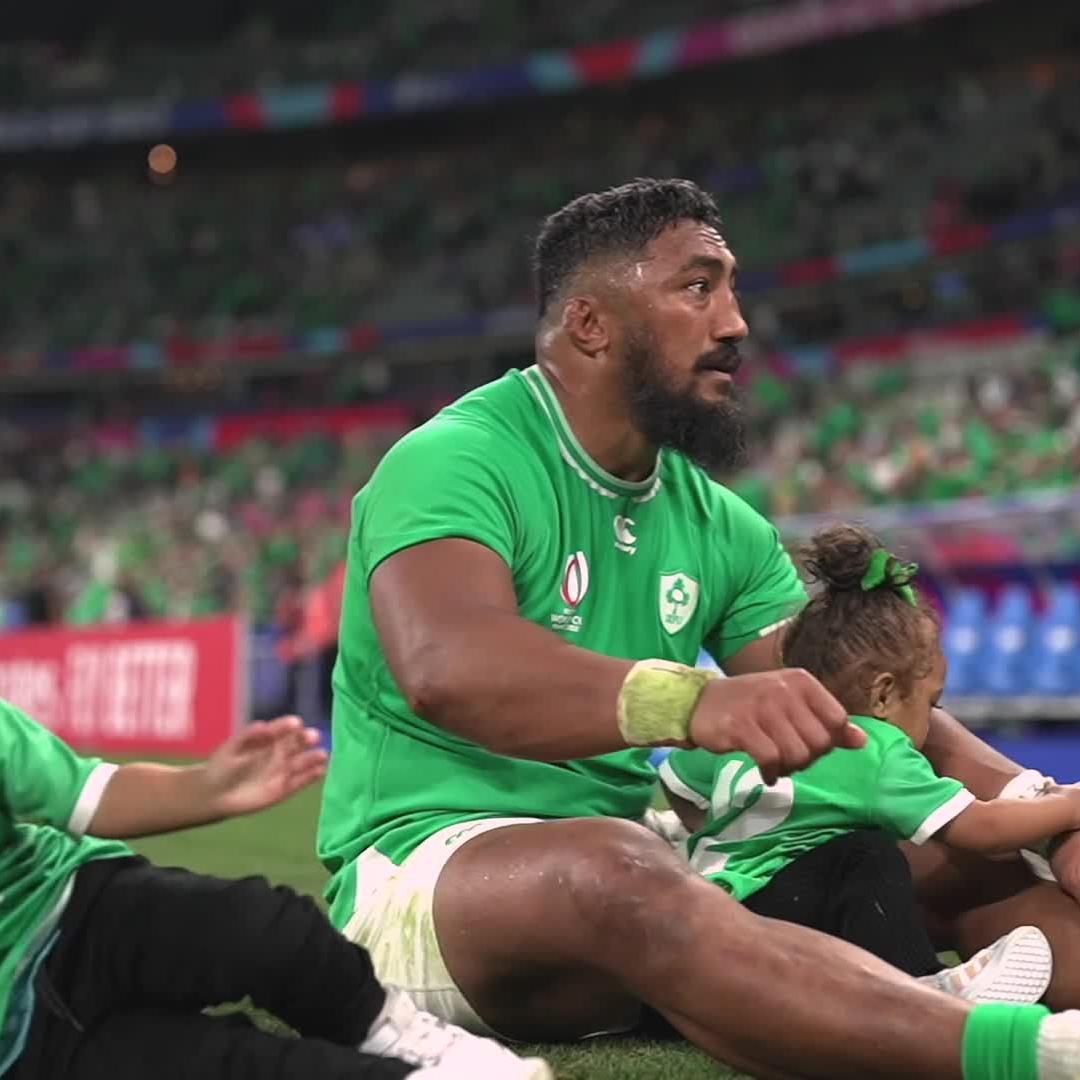 Bundee Aki with his kids is everything ❤️ #RWC2023 | #IREvSCO