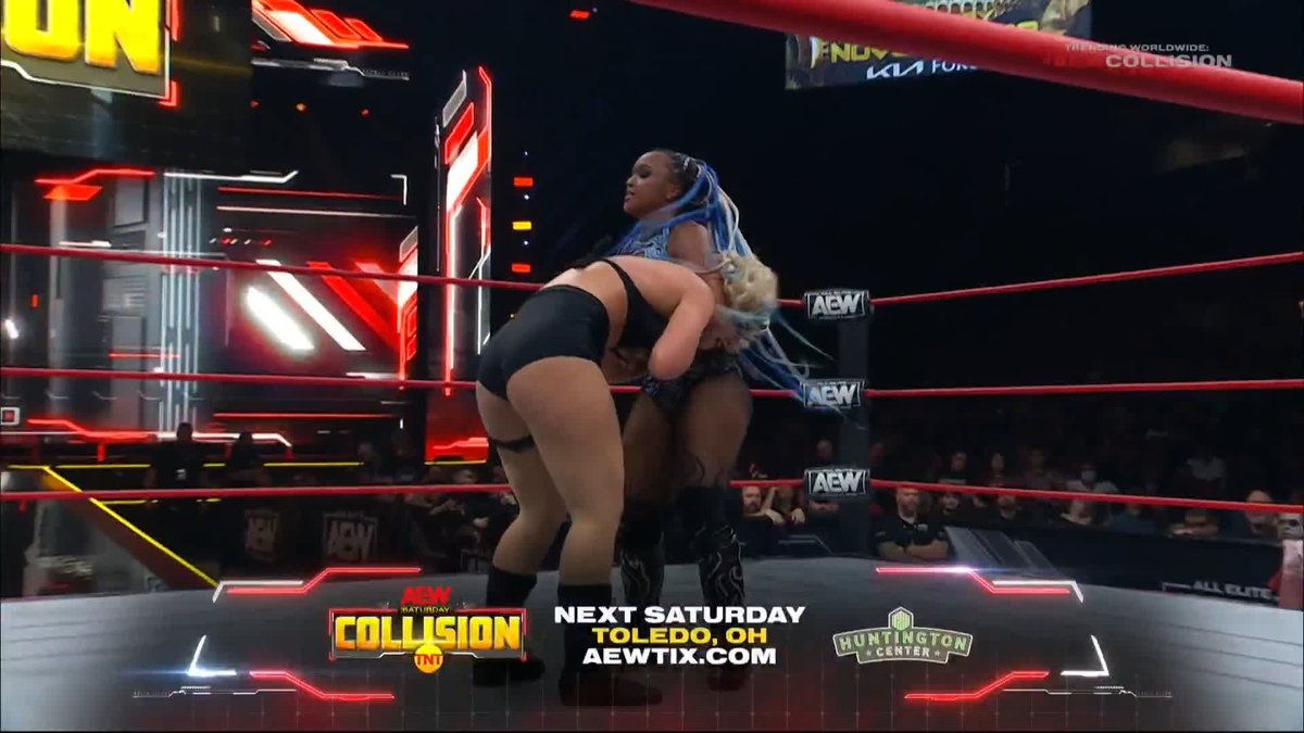 If all else fails. Bite and then suplex. Watch #AEWCollision LIVE on TNT! #ToniStorm | Kiera Hogan