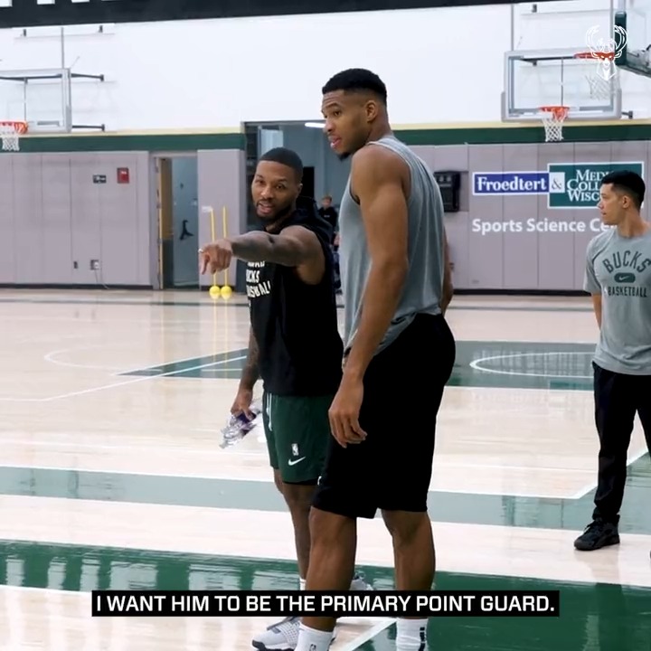"We have to be on the same page. I want him to be the primary point guard... This is not in no shape or form any competition between me & him of who's going to have the ball more... We're gonna let Dame be Dame." Giannis on Damian Lillard. (via Milwaukee Bucks)