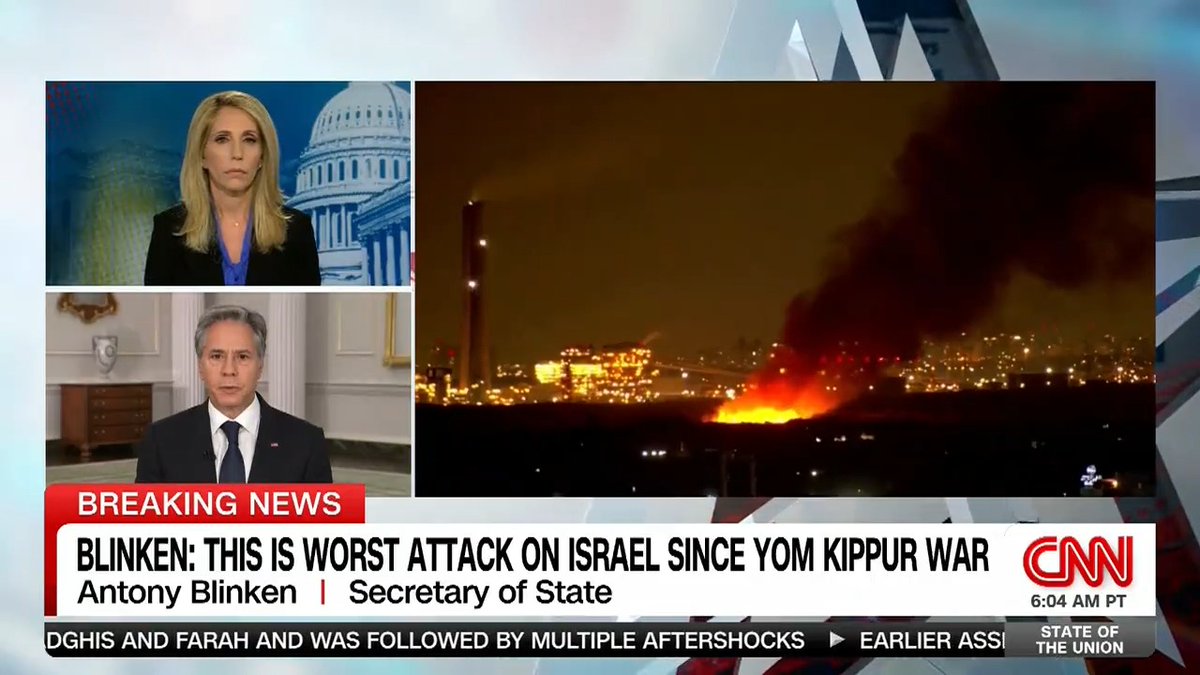 Secretary of State Antony Blinken joins Dana Bash on State of the Union to discuss the attacks by Hamas against Israel. Watch: #CNNSOTU