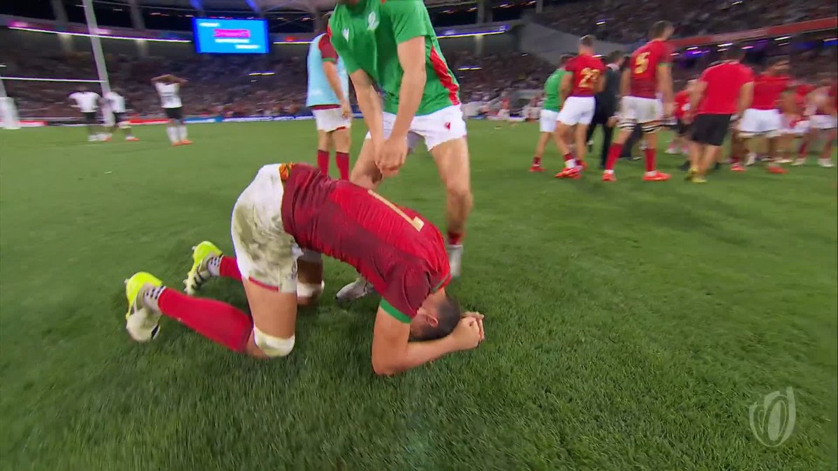 ABSOLUTE SCENES 🇵🇹 The greatest day in Os Lobos history – their first ever win at a World Cup 👏 #RWC2023 | #FIJvPOR