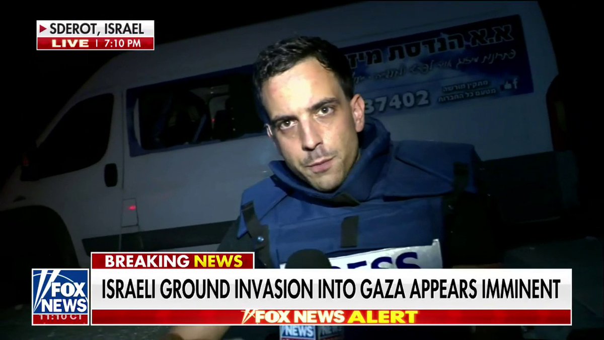 Watch the pulse-pounding moment Trey Yingst and the Fox News crew are forced to take cover as rockets fired into Israel are intercepted.