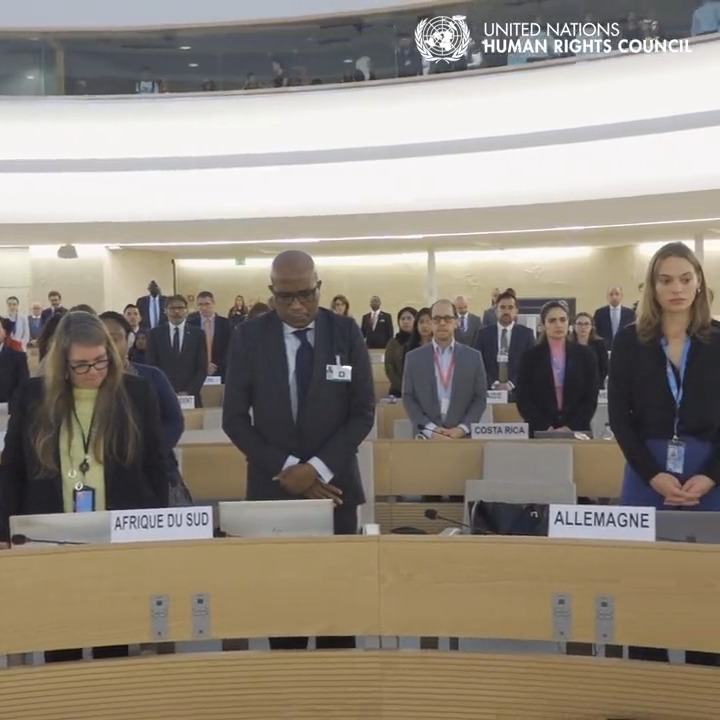 On Monday afternoon, the United Nations Human Rights Council observed a moment of silence for the loss of innocent lives in the occupied Palestinian territory and elsewhere. #HRC54