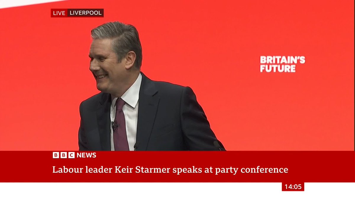 Protester storms stage and throws glitter over Labour leader Sir Keir Starmer as he starts conference speech Follow live