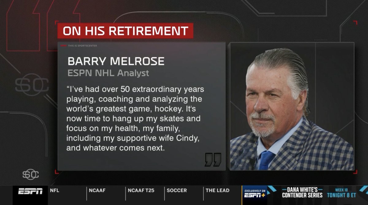 After nearly three decades on air, ESPN thanks Barry Melrose for an unforgettable career &amp; we wish him all the best