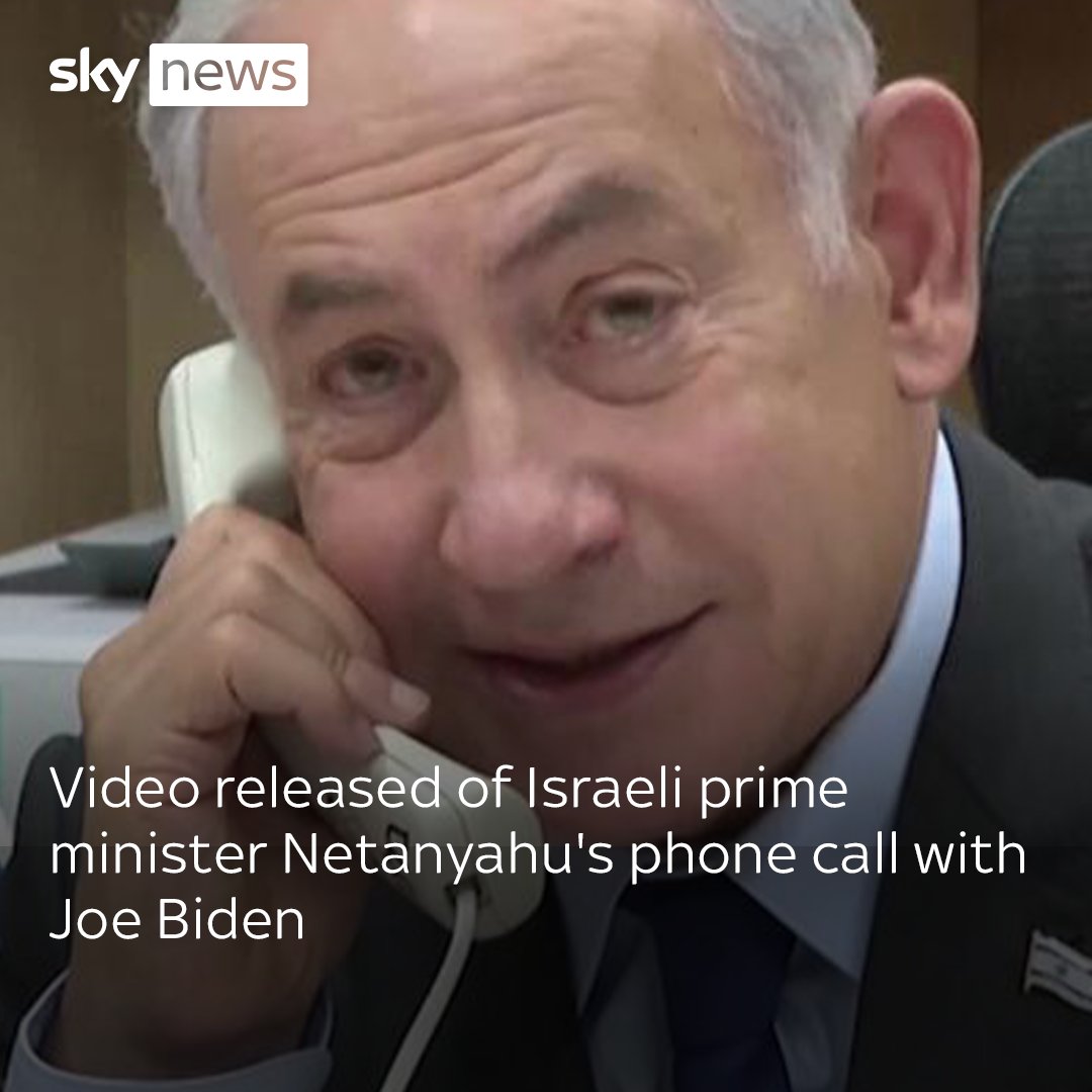 Video released of Israeli prime minister Netanyahu's phone call with Joe Biden. In the footage, Benjamin Netanyahu thanks the president of the US for his support of Israel. Read more โฌ๏ธ