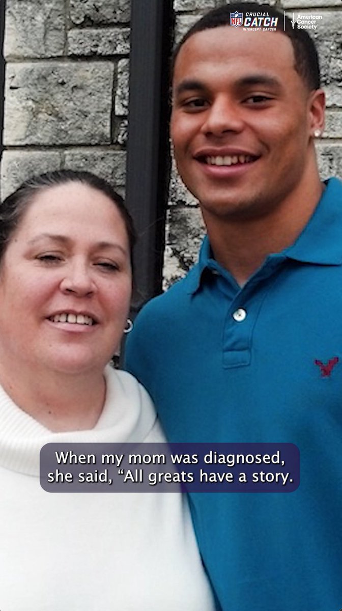 "When my mom was diagnosed, she said 'All greats have a story. Allow me to be your story.' And now my story includes keeping my fans healthy." Dak Prescott continues to use his platform to raise awareness for colorectal cancer screening, in honor of his mom. #CrucialCatch 💙