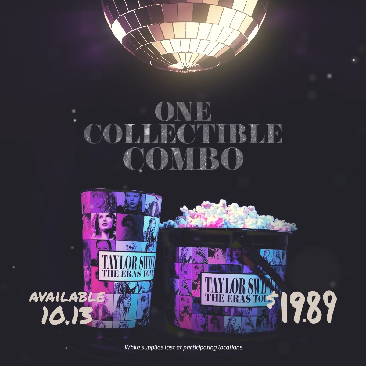 It's me, hi, I'm the combo you need 🎶 Bring home a piece of the TAYLOR SWIFT | THE ERAS TOUR concert film with our popcorn tub and cup collectible combo! ✨🍿 🎟️ :